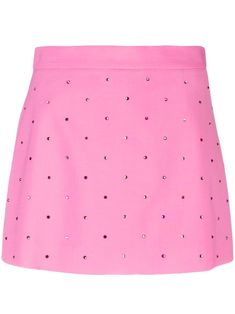 rose pink virgin wool blend stud embellishment high-waisted rear jetted pocket concealed rear zip fastening straight leg straight hem thigh-length Divided Skirt, Studded Skirt, Mini Shorts, Cute Skirts, Airport Style, Bermuda Shorts, Short Outfits, Wool Blend, Womens Bottoms