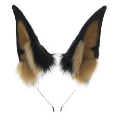 a pair of black and brown furry ears on a headband with long tail tails