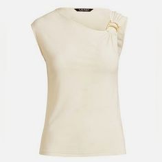 Super Soft. Jersey Stretch Tee With Asymmetrical Neckline, Cap Sleeve, Gold Buckle Accent. Sz Xl Ivory Color 20 Inches Across Bust, 40 Inches Around. 25 Inches From Top Shoulder Seam To Bottom Hem. New With Tags! Chic Beige Top With Asymmetrical Neckline, Spring Beige Top With Asymmetrical Neckline, Elegant Asymmetrical Beige Top, Chic Asymmetrical Beige Top, Bloom Gin, Ralph Lauren Blouse, Boho Peasant Top, Cap Sleeve Tee, Petite Blouses