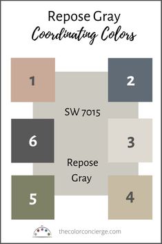 the color scheme for repose gray coordinating colors, including two different shades and four numbers