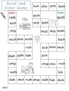 worksheet for reading the word read and color game, with pictures on it