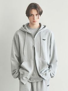 Editor's NotesWAAR FOR MEN's casual and simple hoodie zip-up with logo embroidery on the chest.- Zipper closure- Drawstring at the string- Kangaroo pocket- Overfit silhouette- Embroidery on the chestMeasurements(in.)S/M/L- Shoulder: 24.01 / 25.59 / 26.37 in.- Chest: 23.62 / 24.80 / 25.98 in.- Sleeve: 21.65 / 22.04 / 22.44 in.- Total length: 27.16 / 28.34 / 29.52 in.Model infoMan - Height: 6'03 Fitting size MComposition & Care- 80% Cotton, 20% Polyester- Hand wash in cold water alone- Do not tumble dryDesigner- by WAAR FOR MEN Basic Gray Sweatshirt With Double-lined Hood, Gray Relaxed Fit Hooded Jacket With Drawstring, Gray Hooded Sweatshirt With Zipper Closure, Casual Gray Sweatshirt With Zipper Closure, Casual Gray Hoodie With Zipper Closure, Urban Gray Hooded Jacket With Kangaroo Pocket, Urban Gray Hoodie With Zipper Closure, Gray Urban Hoodie With Zipper Closure, Gray Hoodie With Zipper For Streetwear