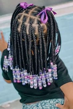 Box Braids for Kids Sister Hairstyles, Lana Hair, Winter Natural Hairstyles, Kids Braids With Beads, Girls Braided Hairstyles Kids, Stitch Drawings