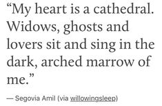 a quote from segovia amii about love and affection for the cathedral widow