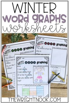 winter word and graph worksheets for kids to practice their writing skills with the help of