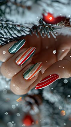 These Christmas Nails Nail Art Ideas – Get Ready to Shine! 💅. Get festive with these stunning Christmas Nails Nail Art ideas that will make your nails the talk of every holiday party! From elegant Christmas Gel Nails to chic Christmas Nails Acrylic, there\'s a look for everyone. 🎅✨ Want something fun and easy? Try Cute Christmas Nails or go with Christmas Nails Easy for a quick, stylish look. Bring on the Festival Nails and show off Her Nails with confidence. If you’re in a rush, Stick On Nai... Xmas Nail Designs, Holiday Manicure, Winter Nails Acrylic