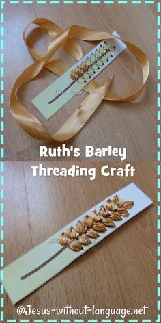 three different types of crafting items with text reading ruth's barley threading craft