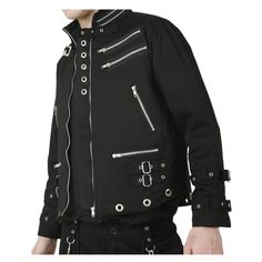 Edgy Fitted Outerwear With Rivets, Gothic Party Outerwear With Rivets, Gothic Outerwear With Rivets, Alternative Long Sleeve Outerwear With Rivets, Alternative Fall Outerwear With Rivets, Fitted Alternative Outerwear With Rivets, Alternative Fall Biker Jacket For Party, Alternative Fall Party Biker Jacket, Emo Winter Outerwear For Streetwear