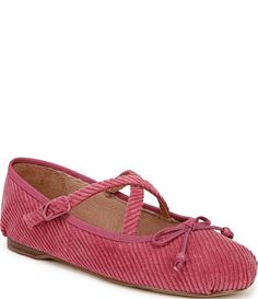 From Circus NY by Sam Edelman&#x2C; the Zuri Corduroy Cross Over Bow Ballerina Flats feature:Corduroy fabric upperBow detailBuckled cross over strapSynthetic liningRubber outsoleApprox. 0.375" heel heightImported. Pink Flats, Corduroy Fabric, Flats Shoes, Inspired Fashion, Ballerina Flats, Dillard's, Contemporary Fashion, Sam Edelman, Dark Pink