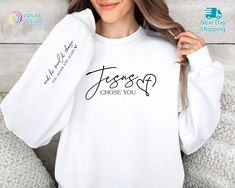 Jesus Choose You Sweatshirt, Elegant Christian Faith Quotes Sweatshirt, Retro Faith Hoodie, Bible Verse, Religious Hoodie, Christian Gift 💫Welcome to Eunoia Shirts- your ultimate destination for unique and stylish apparel!💫 💫Whether you're shopping for yourself or looking for the perfect gift for a loved one, Eunoia Shirts is your one-stop destination for stylish apparel that makes a statement. Browse our collection today and add a touch of personality to your wardrobe! 🛍️Check our Size Char Comfortable Fit Long Sleeve Hoodie With Letter Print, Christian Faith Quotes, Abbie Core, Quotes Sweatshirt, Faith Quotes Christian, Christian Artwork, Sweatshirts Quotes, Christian Apparel, Toddler Hoodie