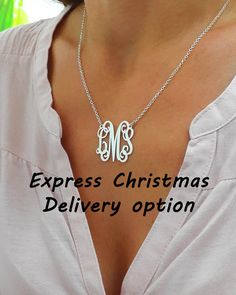 ••• Express Christmas delivery option (Delivery by Dec 24) - You can add it on checkout options, price is 18$. If you add this, please make sure you write the phone number on your order note box.•••  **On picture pendant size 1 with 16 chain**  Personalized Monogram necklace, choose 1-3 letters as you wish. Pendant size: 1, Rollo chain connected to both sides of the monogram. Thickness: 0.7mm I use 925 Sterling silver for pendant and chain.  **1 YEAR WARRANTY ON ALL ITEMS*** Want to see a pre... Mother's Day Personalized Silver Initial Necklace, Monogram Initial Pendant Jewelry For Personalized Gift, Silver Monogram Necklace For Anniversary, Silver Initials Jewelry For Anniversary Gift, Silver Initial Necklace With Name, White Sterling Silver Necklace With Monogram, Silver Jewelry With Initials For Anniversary Gift, Silver Jewelry With Initials For Anniversary, Monogram Sterling Silver Jewelry For Mother's Day