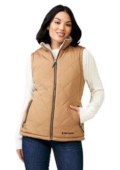 Layer up with this reversible vest from Free Country. | Free Country Women's Stratus Lite Reversible Vest, Medium Reversible Vest, Fleece Vest, Zip Jacket, Cold Weather, Water Resistant, Water