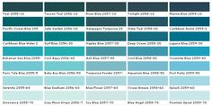 shades of blue and green are shown in this color chart for the same shade scheme