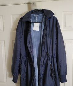 Size 48 [Us Large] Made In Italy - Color Blue Navy Utility Outerwear For Winter, Utility Blue Outerwear For Winter, Blue Utility Outerwear For Winter, Valentino Jacket, Valentino Men, Hooded Parka, Leather Biker Jacket, Half Zip Pullover, Pullover Jacket