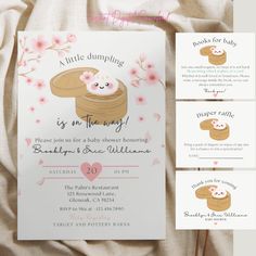 A little dumpling Baby Shower Invitation Bundle/Dim sum Asian Xiao Long Bao Baby Bundle, Books for Baby, Diaper Raffle, Thank you Card /Asian Cherry Blossom Floral Party Editable Printable Digital Download Do you have a little one coming your way? This is the perfect time to share the news with your family and friends. Check out any of our Baby Shower invitation bundle pack/ editable printable/ customizable template to help you to organize the perfect day of your life. ❤️WHAT'S INCLUDED ➡️5"X7" Baby Shower Invitation Cards, Floral Party, Floral Baby Shower Invitations, Baby Bundles, Baby Shower Flowers, Flower Cupcakes, Diaper Raffle, Invitation Baby Shower, Baby Shower Cards