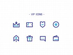 the icons are in blue and white for this icon set, which includes different items