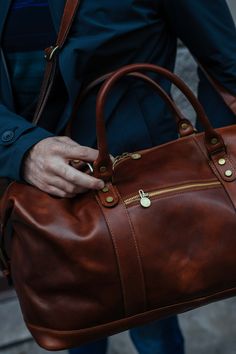 Brown Smooth Grain Duffle Bag For Overnight Trips, Brown Smooth Grain Travel Bag For Weekend Trips, Brown Smooth Grain Duffle Bag For Weekend Trips, Leather Overnight Bag, Leather Duffel Bag, Leather Duffel, Leather Travel Bag, Leather Bag Women, Leather Bags Handmade