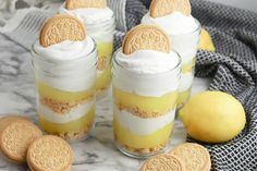 cookies and lemonade desserts in glass jars