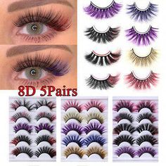 QTY: 5Pairs. 3D FLUFFY False Lashes Natural Long Colorful Eyelashes Bulk Makeup Fake Lashes. Hold the eyelash on the root of your natural lashes with pressure. TRENDY COLORED EYELASHES: Colored eyelashes are back in style! Colorful Eyelashes, False Lashes Natural, Colored Eyelashes, Makeup Fake, Lashes Fake Eyelashes, Natural False Lashes, Lashes Natural, Eyelashes Natural