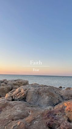 the ocean is shown with rocks in front of it and an inscription that reads, earth fear