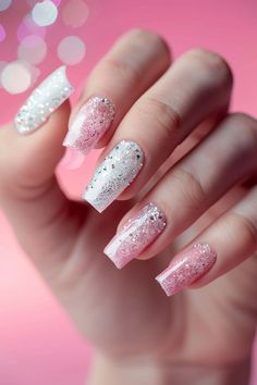 50 Glitter Nail Designs For Beautiful Dazzling Nails 1 Colorful Glitter, Lovely Nails, Coffin Shape Nails, Glam Nails