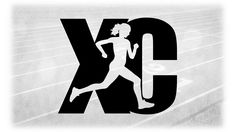 a woman running across a race track with the letter g in front of her and an x on it