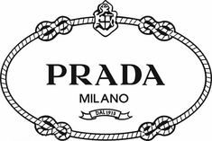 the prada logo is shown in black and white