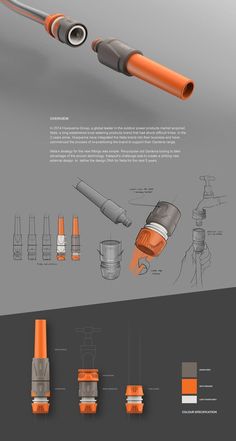 an orange and gray object is shown in this graphic art work, with some details on it