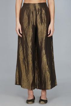 Shop for Yavi Gold Handwoven Silk Tissue Pant for Women Online at Aza Fashions Flared Bottoms, Pant Women, Pant For Women, Trouser Pants Women, Women Pants, Buy Gold, Not For Sale, Pants Trousers, Aza Fashion