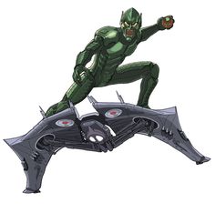 the green man is standing on top of a futuristic vehicle with his hands in the air