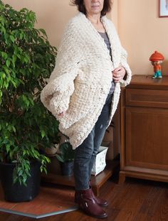 Chunky Knit Cardigan, Oversize Cardigan For Women, Plus Size Clothing This chunky knit cardigan is oversized, very soft, super warm and not so heavy. As it is oversized you can wrap yourself in it like in a blanket and feel cozy, stay warm and look awesome and stylish. Match it with different clothes, shoes as well as textures and enjoy every outfit! Fully handmade. The waistcoat can be worn on both sides so you have two different knits. 100% Micropolyester Machone washabie at 30 degrees Do not Oversized Cozy Cardigan For Daywear, Oversized Soft Knit Cozy Cardigan, Cozy Oversized Chunky Knit Cardigan, Handmade Oversized Cozy Cardigan, Cozy Oversized Hand Knitted Outerwear, Blanket Cardigan, Cardigan Oversized, Boho Cardigan, Chunky Cardigan