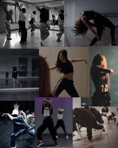 a collage of dancers in black and white