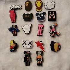 In Brand New Condition 18 Kaws X Bape Croc Shoe Charms, Aka Jibbitz/Jibbits Thanks For Looking, Sorry No Trades Or Holds. Reasonable Offers Welcomed, Lowball Offers Ignored. We Ship Monday Through Friday Sbot Croc Shoe Charms, Atlanta Braves Hat, Blue Jays Baseball, Spandex Bodysuit, Crocs Jibbitz, Five Guys, Reds Baseball, Camo Hats, Winter Hats For Men