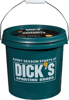 Great for hitting, pitching and throwing practice, the DICK'S Sporting Goods® Leather Baseball Bucket includes 24 official size and weight baseballs to help you train more effectively. FEATURES Official size and weight baseballs Genuine full grain leather cover for excellent durability and feel Red wool winding Grade A core Packaged in a 2.64-gallon green DSG ball bucket Great for hitting, pitching and throwing practice Includes 24 baseballs (2 dozen) per purchase Clemson Baseball, Baseball Buckets, Baseball Ticket, Twins Baseball, Baseball Coach, Personal Defense, Baseball Pants, Cool Countries, Red Wool