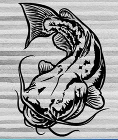 a drawing of a fish on a striped background