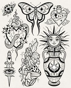 an image of tattoos with different designs on them