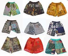 "WELCOME TO MY SHOP LIMERACRATION Harem Pants Yoga Shorts Women's Yoga Clothing Wonder Harem Pants Women Hippie Clothes Drop Crotch Design Pants Unisex This patchwork was made to look vintage, handmade with different patterns. It comes with cute tassels and has a comfortable elastic waist and ankle. These are made perfect for a relaxing day at home, working out, yoga. Made with soft rayon fabric. shorts With Pocket Size : (inches) unisex Short's Waist 20 upto 40 elastic \" stretching to 40\" (el Mandala Pants, Board Shorts Men's, Indian Patchwork, Short Boho, Fashion Boards, Patchwork Shorts, Yoga Outfit, Harem Pants Women, Mens Boardshorts