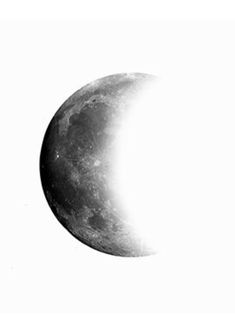 the moon is shown in black and white