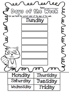 the days of the week for students to use in their classroom or on the wall