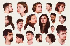 many different images of people's faces and heads