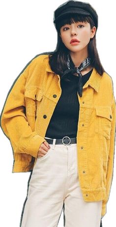 Trendy Oversized Yellow Outerwear, Yellow Cotton Long Sleeve Outerwear, Trendy Yellow Long Sleeve Outerwear, Casual Yellow Outerwear For Fall, Yellow Casual Button-up Outerwear, Yellow Button-up Casual Outerwear, Casual Yellow Button-up Outerwear, Casual Yellow Cotton Outerwear, Yellow Button-up Winter Outerwear