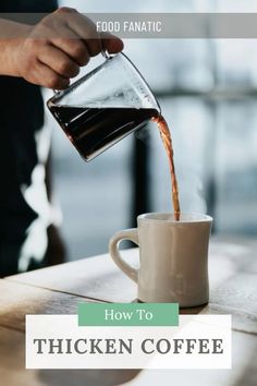 a person pouring coffee into a cup with the words how to chicken coffee on it