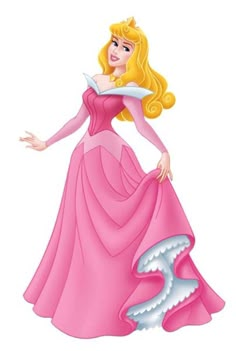 the princess is wearing a pink dress and holding a white plate in her right hand