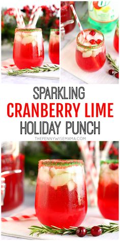 sparkling cranberry lime holiday punch is the perfect drink for christmas