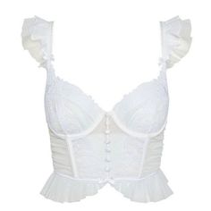 Peekaboo Cup Cutouts And An Effortlessly Feminine Mix Of Lace And Sheer Mesh Make This A Bustier That Flatters Your Curves. Here In Snowy White, It’s Perfect For A Wedding Night Or Honeymoon. Underwire Unlined Cutout Cups Adjustable Straps Hook And Eye Closure Sizes Available: Size Xs, S, M Lace Corset For Wedding Night, White Lace Trim Bodice With Sweetheart Neckline, White Lace Tops With Boned Bodice, White Lace Top With Boned Bodice, White Lace Top With Sweetheart Neckline, Elegant White Cami Corset, Feminine Tops With Lace Trim And Sweetheart Neckline, White Lace Top Corset, White Sleeveless Lace Bodice