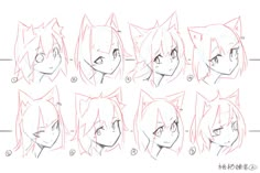 how to draw an anime character's face with different angles and hair styles, from the