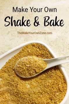 make your own shake and bake recipe in a white bowl with spoon on the side