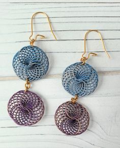 Hypnotic metal spirals hand painted in night sky hues! Lightweight earrings with a 2 1/2 inch drop and gold plated, nickel free ear wires. Makes a great gift or a little something special to treat yourself with. Tiki Room, Lightweight Earrings, Light Weight Earrings, Tassel Earrings, Something Special, Ear Wires, Night Sky, Night Skies, Crochet Projects