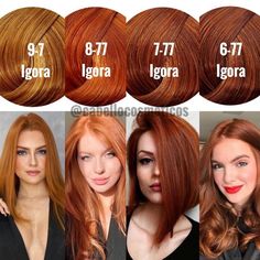 Igora Hair Color, Cheveux Oranges, Hair Color Orange, Hair Color Formulas, Coloring Images, Ginger Hair Color, Types Of Hair, Hair Color Auburn, Strawberry Blonde Hair