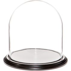 a glass clochet with a black base on a white background, it appears to be empty